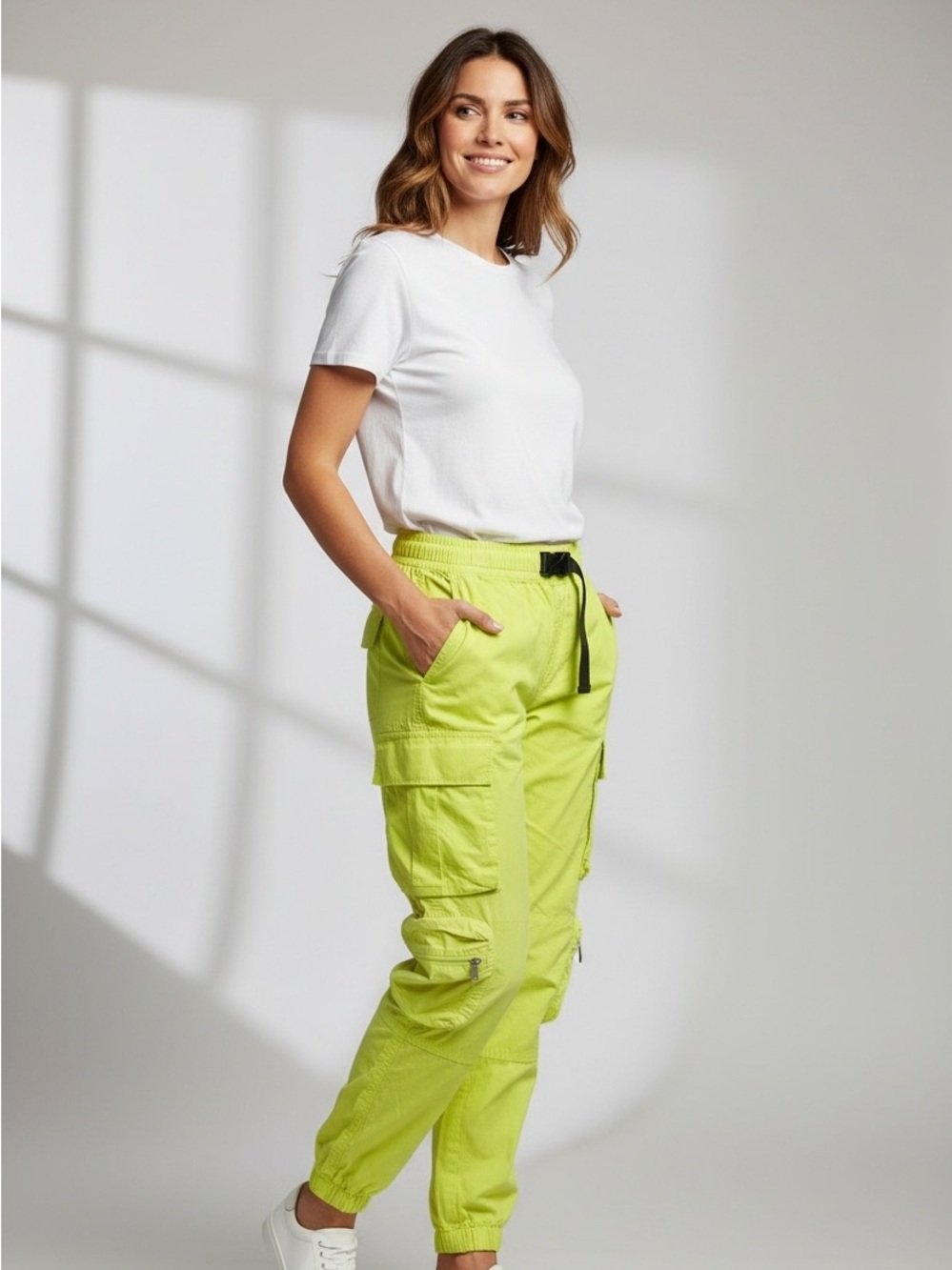 TNA Neon Yellow Cargo Joggers